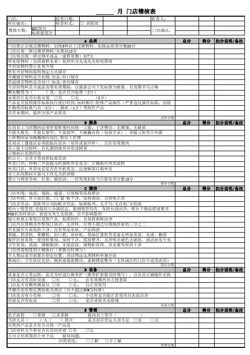 QSC稽核检查表