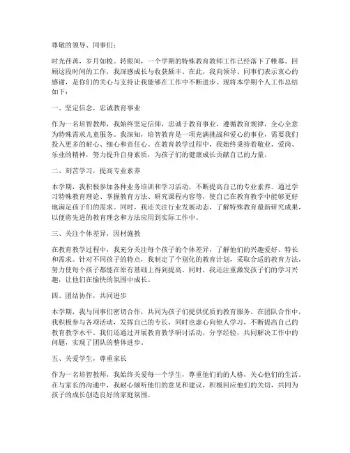 培智教师的个人工作总结