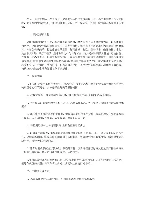 2020体育教师个人工作计划3篇