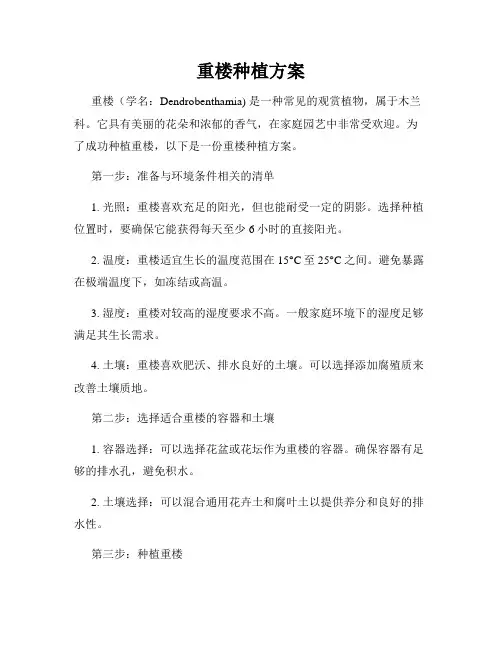 重楼种植方案