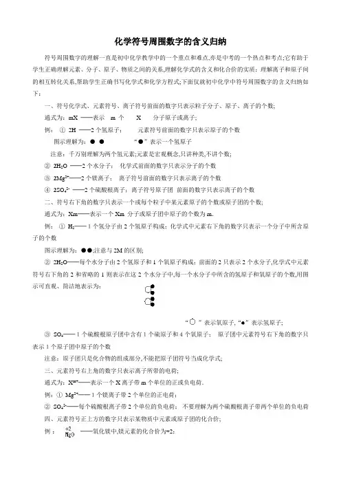 化学符号周围数字的含义归纳