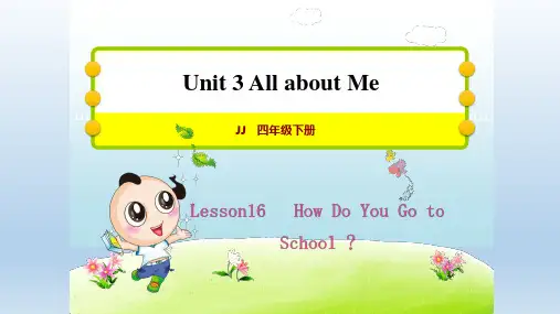 冀教版英语四年级下册 Unit 3  Lesson 16  How Do You Go to School授课课件+作业