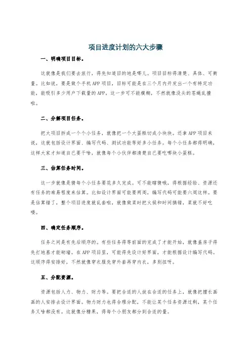 项目进度计划的六大步骤