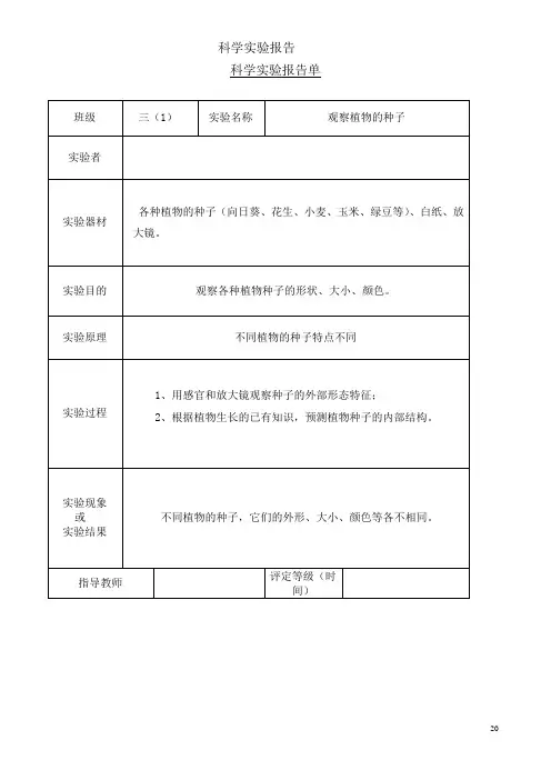 教科版科学三年级下册实验报告单.doc