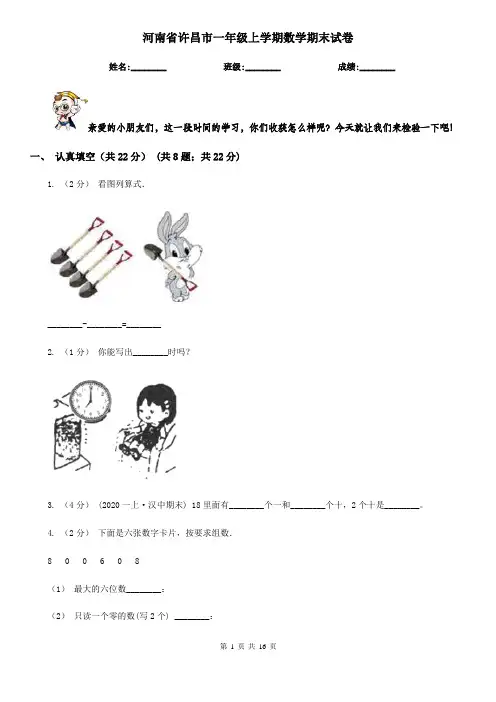 河南省许昌市一年级上学期数学期末试卷