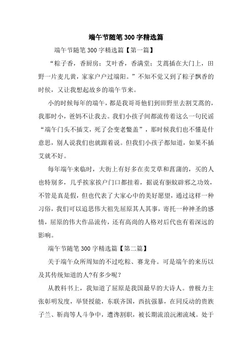 最新端午节随笔300字精选篇