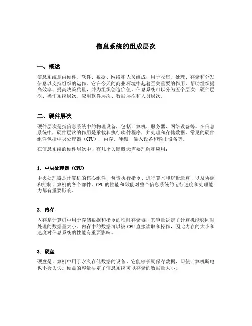 简述信息系统的组成层次