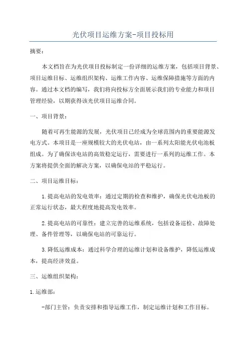 光伏项目运维方案-项目投标用