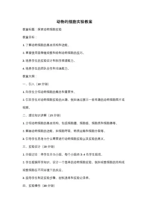 动物的细胞实验教案