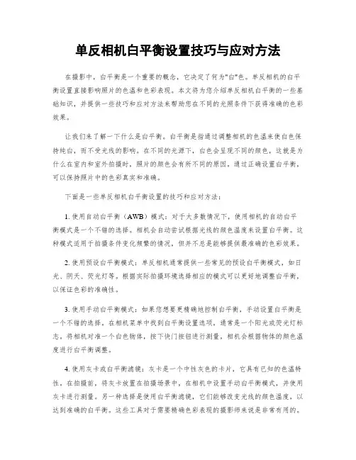 单反相机白平衡设置技巧与应对方法