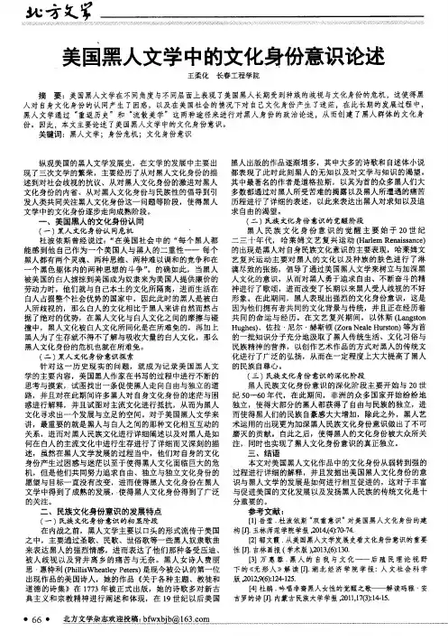 美国黑人文学中的文化身份意识论述