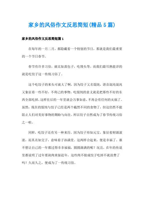 家乡的风俗作文反思简短(精品5篇)