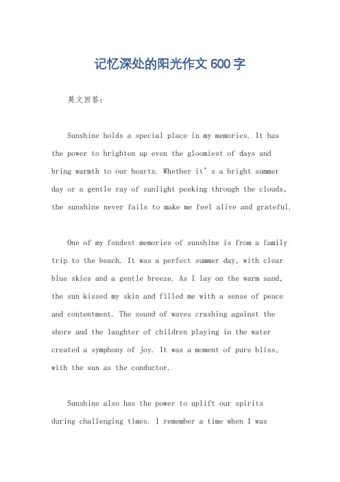 记忆深处的阳光作文600字