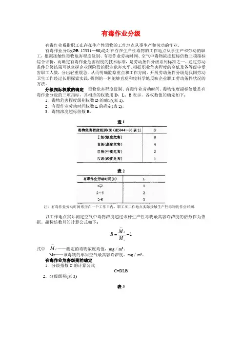 0052--有毒作业分级GB12331