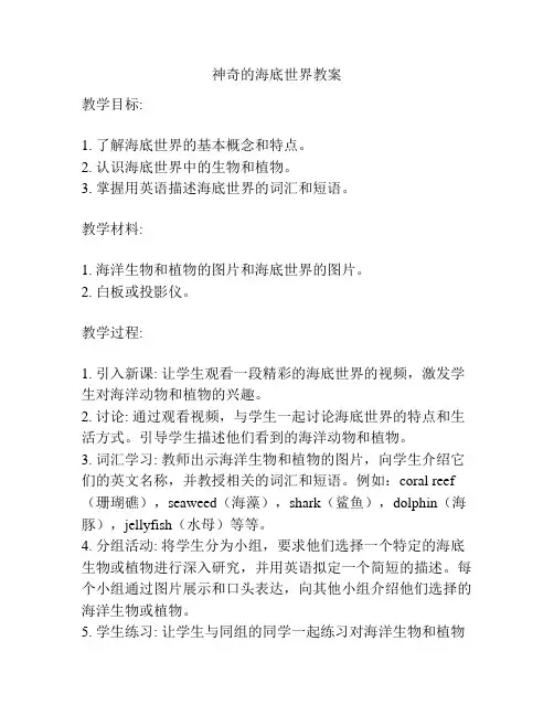 神奇的海底世界教案