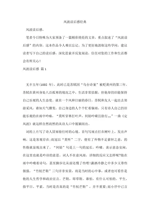 风波读后感经典
