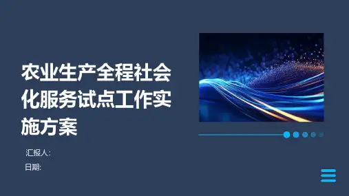农业生产全程社会化服务试点工作实施方案