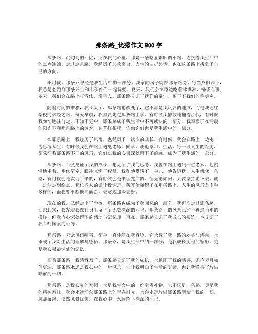 那条路_优秀作文800字