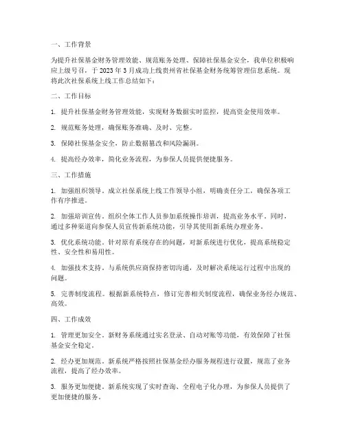 社保系统上线工作总结报告
