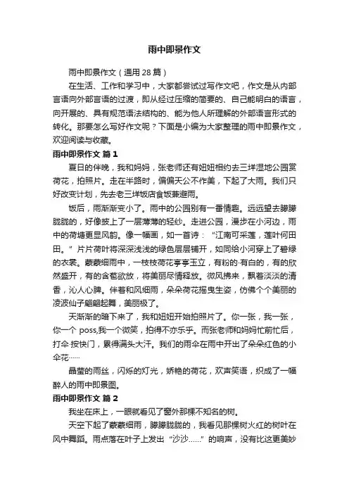 雨中即景作文（通用28篇）