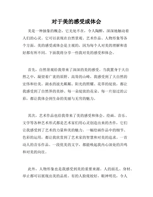 对于美的感受或体会