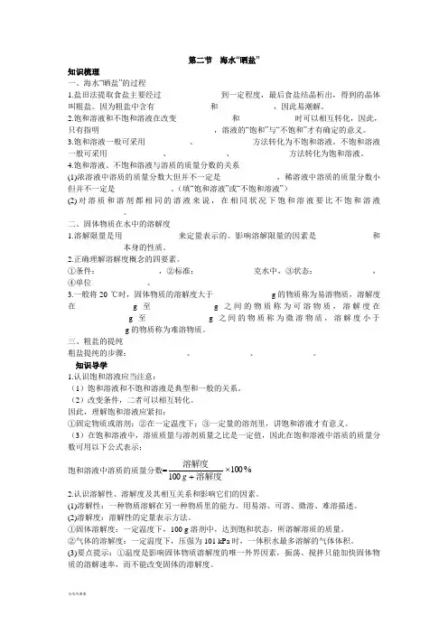 鲁教版化学九年级下册第二节  海水“晒盐”.doc