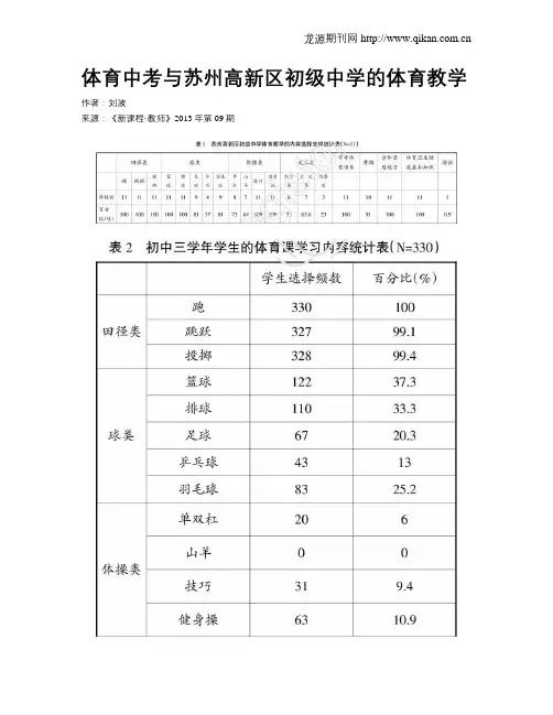 体育中考与苏州高新区初级中学的体育教学