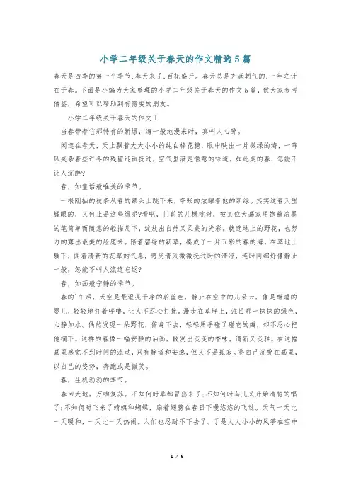 小学二年级关于春天的作文精选5篇