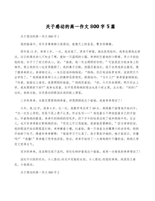 关于感动的高一作文800字5篇