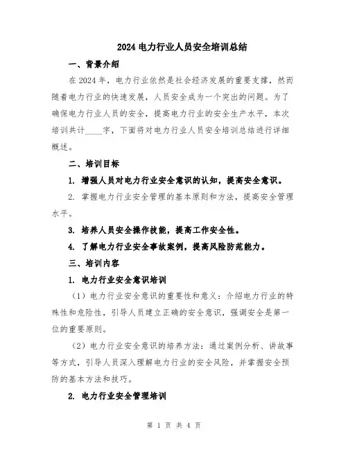 2024电力行业人员安全培训总结