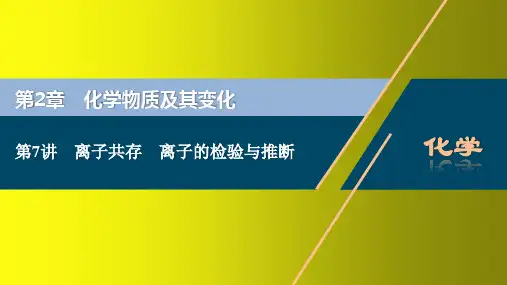 2023高考化学人教版一轮总复习课件：离子共存-离子的检验与推断