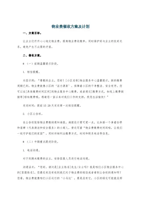 物业费催收方案及计划