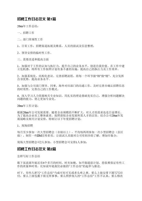 招聘工作日志范文(精选15篇)
