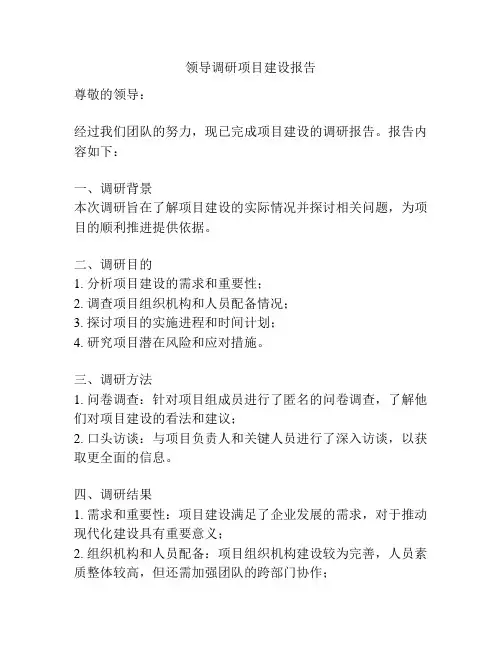 领导调研项目建设报告