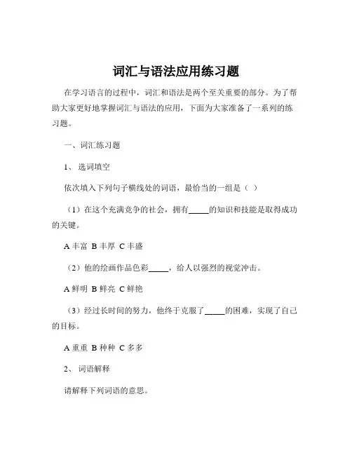 词汇与语法应用练习题