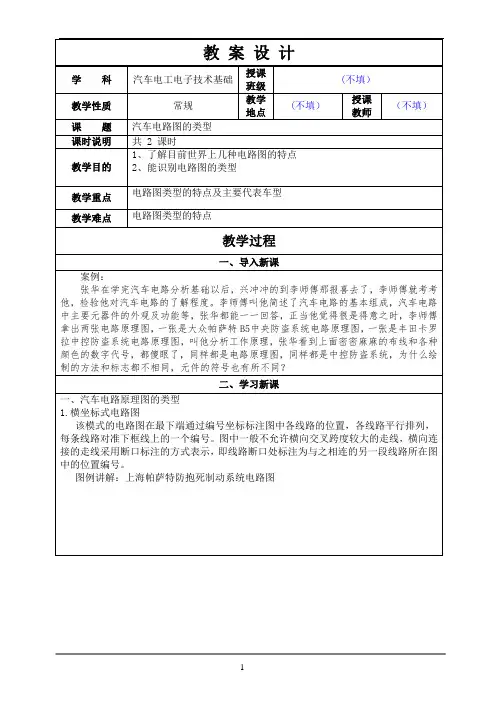 汽车电路图的类型