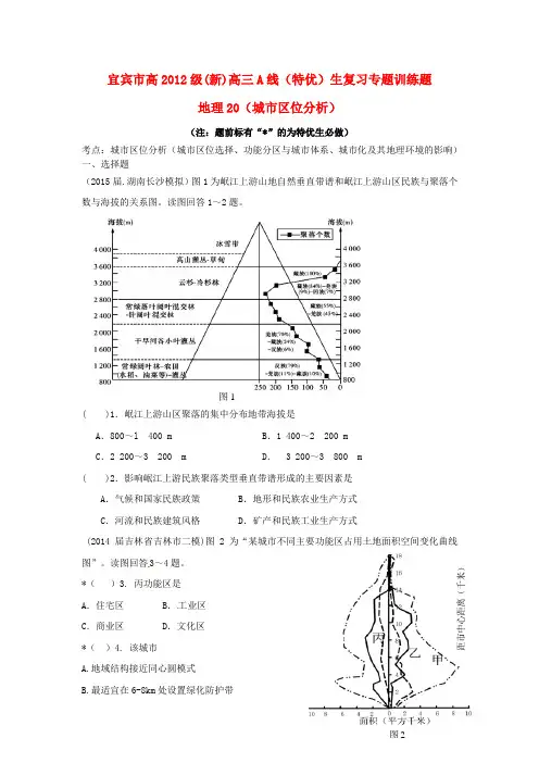 四川省宜宾市高考地理20城市区位分析专项训练