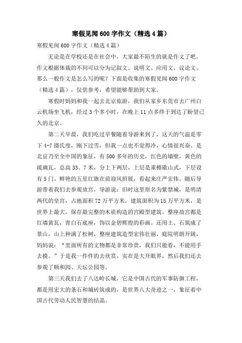 寒假见闻600字作文(4篇)