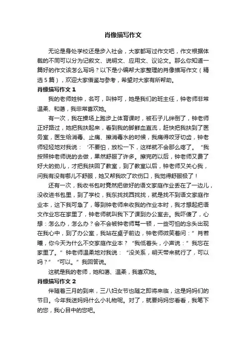 肖像描写作文（精选5篇）