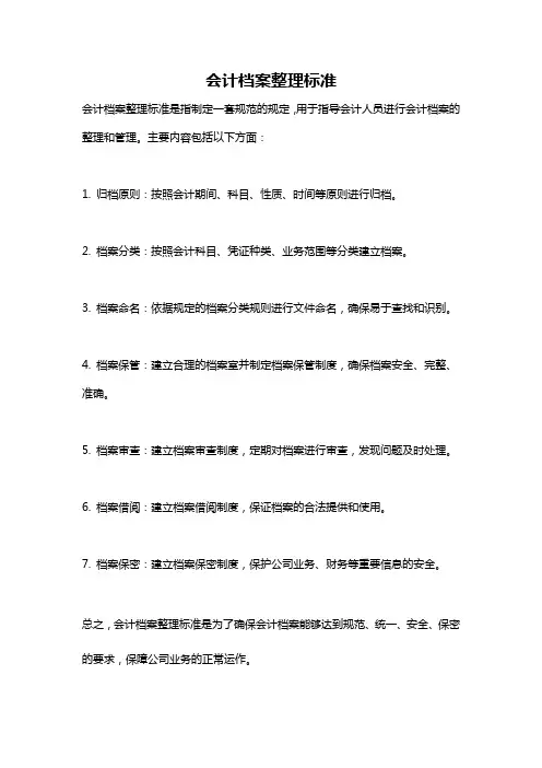 会计档案整理标准