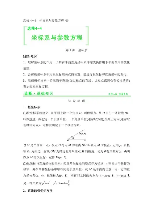 2015选修4-4+坐标系与参数方程
