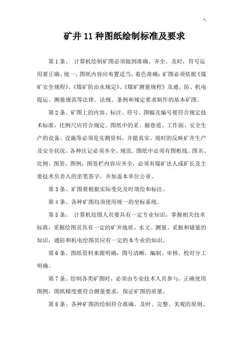 煤矿图纸绘制规范标准及其要求