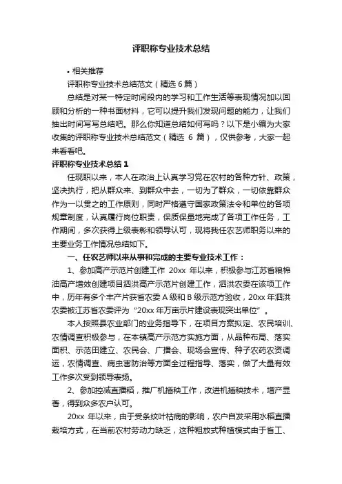 评职称专业技术总结