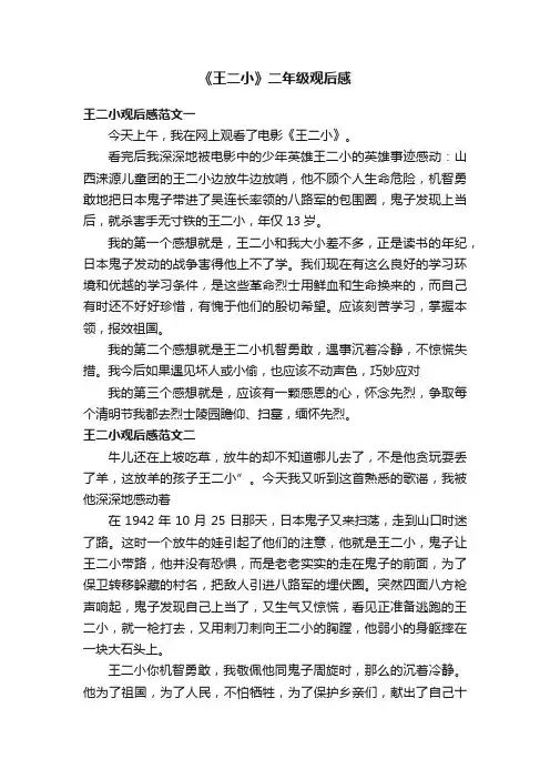 《王二小》二年级学观后感