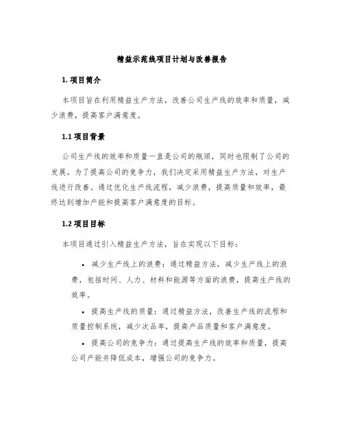 精益示范线项目计划与改善报告