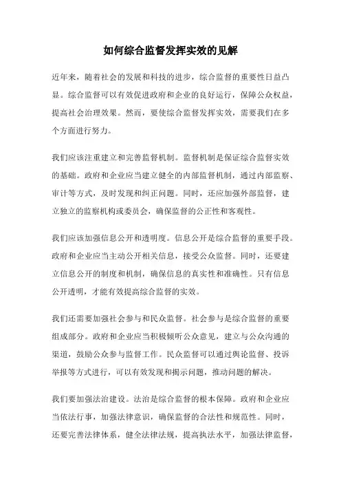 如何综合监督发挥实效的见解