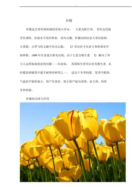 生活百科知识-柠檬的功效作用营养价值.doc