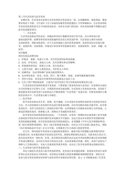 第三节生活美容与医学美容