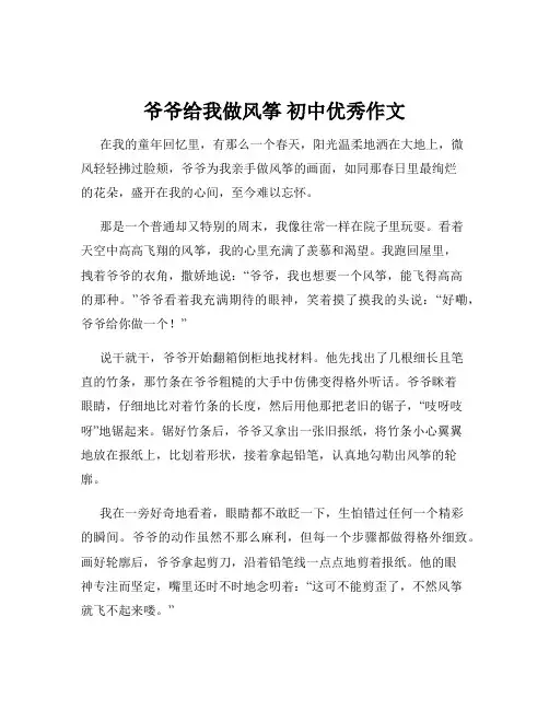 爷爷给我做风筝 初中优秀作文