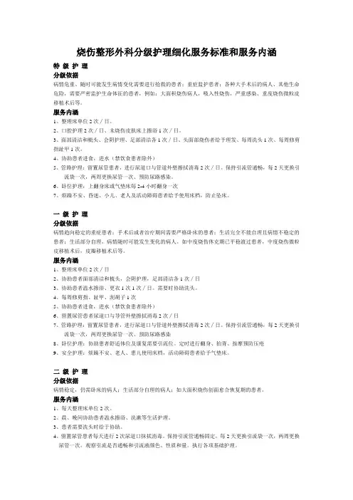 烧伤科分级护理